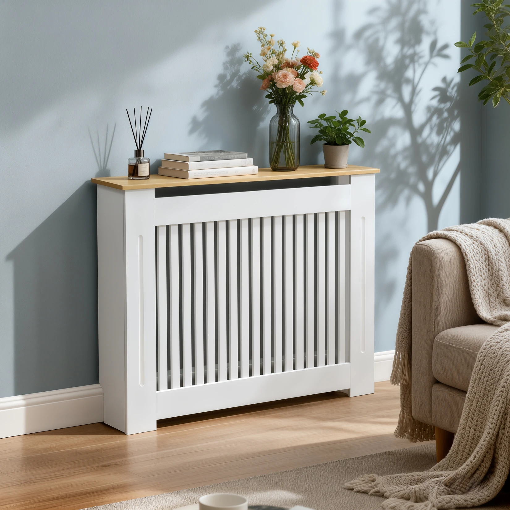 Tall Radiator Cover Cabinet Modern Wood Wall Cabinet Vertical Slats