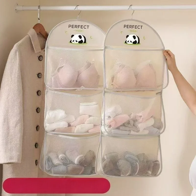 Three-Tier Hanging Underwear, Socks, and Bra Mesh Storage Bag - Suitable for Dormitory and Home Wall-Mounted Organizer