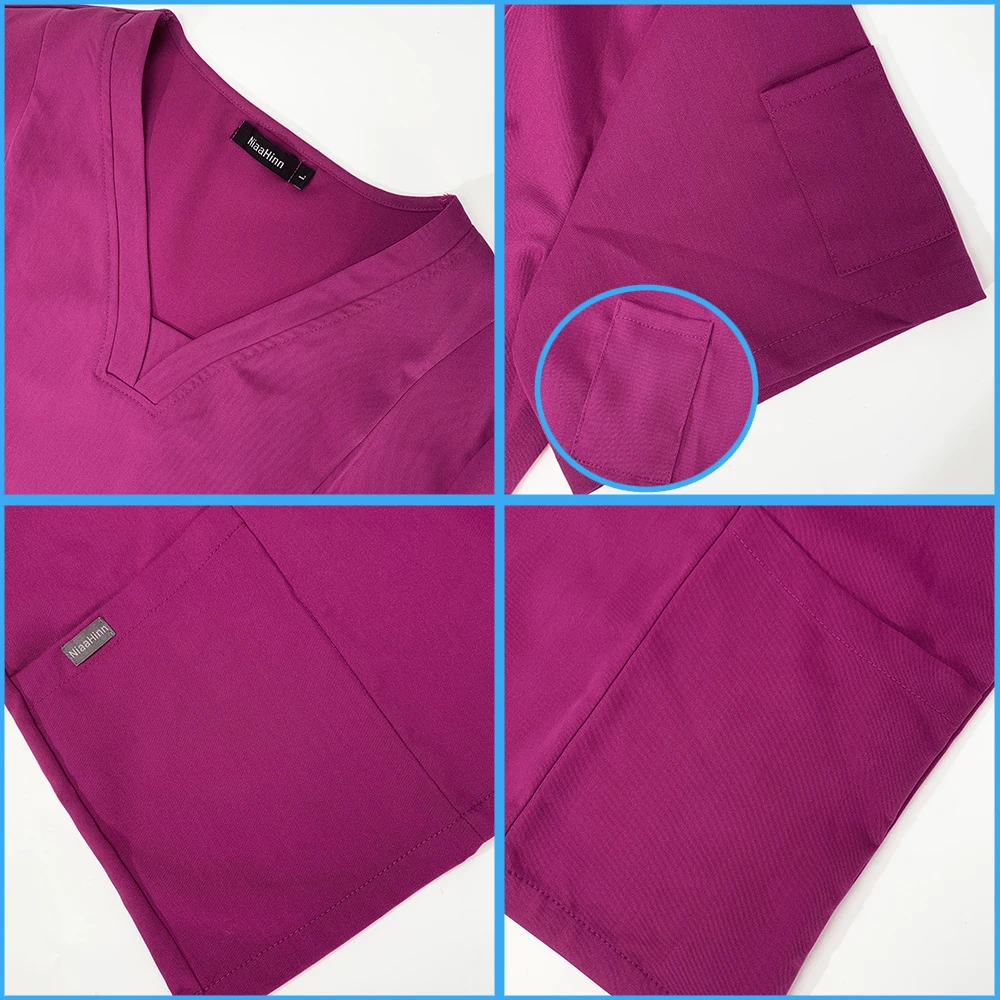 Mulheres Slim Fit Scrubs Conjuntos, Acessórios de Enfermeira, Uniforme Médico, Hospital, Dental, Vestuário de Trabalho Clínico, Ternos Cirúrgicos Gerais