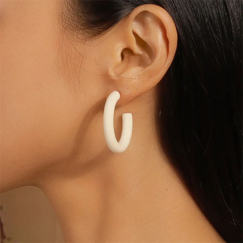 Aihua Koreanische Einfache Große Runde Hoop Ohrringe Für Frauen Bunte Geometrische Kunststoff Übertrieben Ohrring Trendy Ohrringe Schmuck – Detail 15