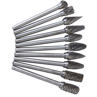 10pcs Tungsten Steel Carbide Burr Set 6mm Head 3mm Shank YG8 Alloy Cylindrical Ball Conical Burrs for Metal Deburring Polishing