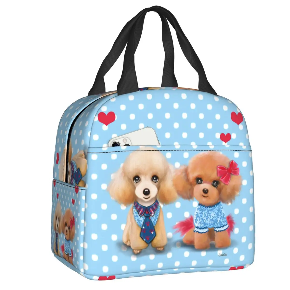 

Sweet Poodles Pups Insulated Lunch Tote Bag for Women Dog Lover Resuable Cooler Thermal Bento Box School