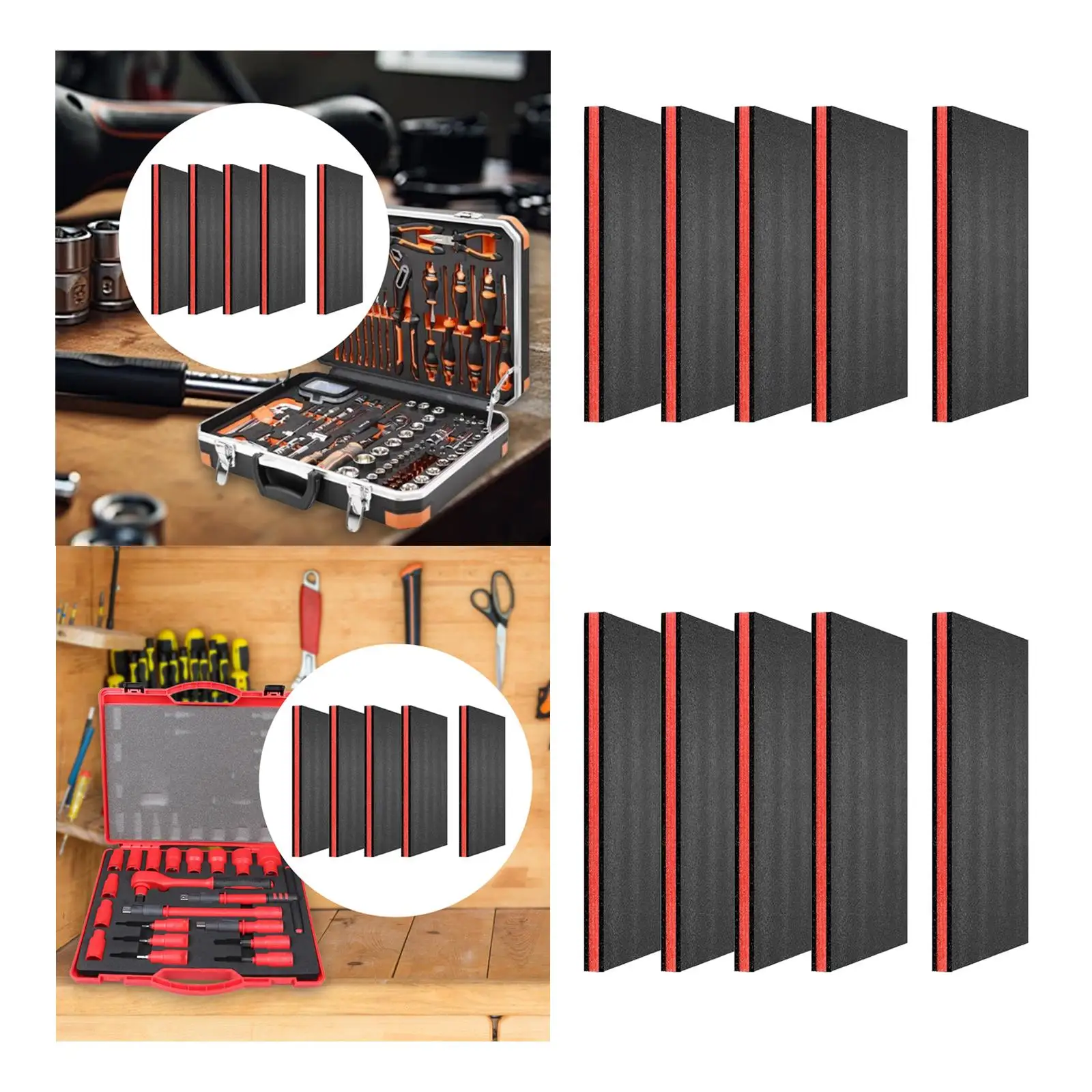 5 Pieces Tool Box Foam Inserts Tools Foam Sheets for Storage Toolboxes Packaging Tabletop Miniatures Transport DIY Crafts