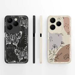 Case For Infinix Hot 40 Pro Butterfly Full Coverage Funda Soft Liquid Silicone Back Cover For Infinix Hot40 40Pro Bumper Shell