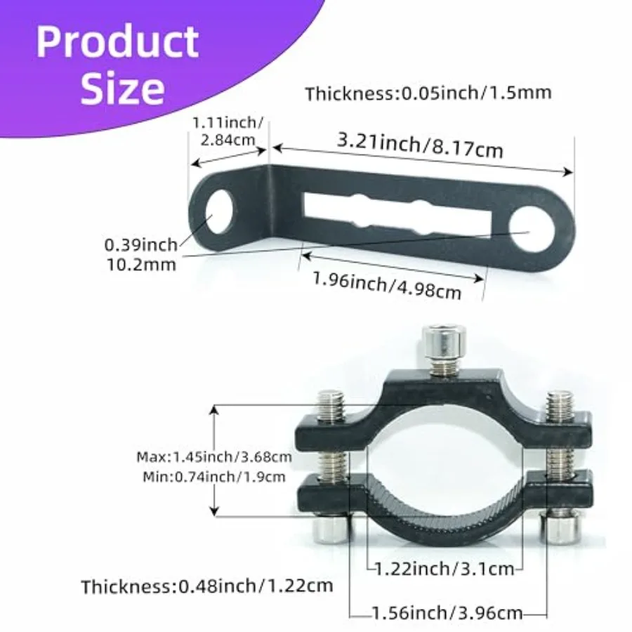 10mm Motorcycle Turn Signal Bracket, 4pcs Universal Bicycle Indicator Lamps Pipe Clamp Light Black Metal Turn Signal Bar Mounts