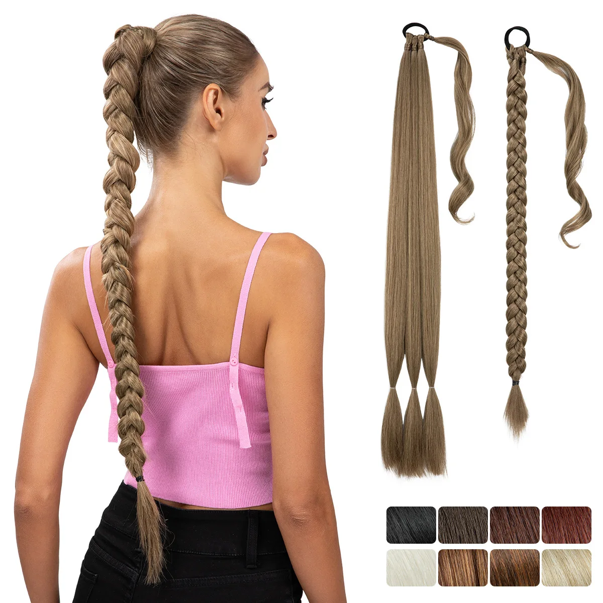 

Natural-looking synthetic wigs women, braided ponytail synthetic hair extensions, braided ponytail wig accessories