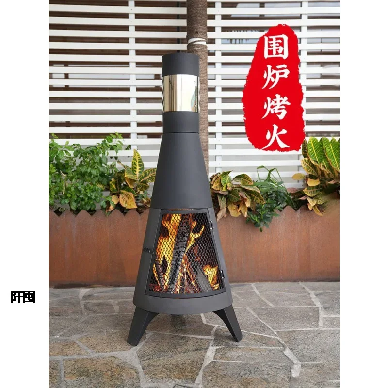 Winter Day Outdoor Firewood Roasting Fireplace Surrounding Fireplace Household Fireplace Chimney Yard Heater Brazier Homestay Bo