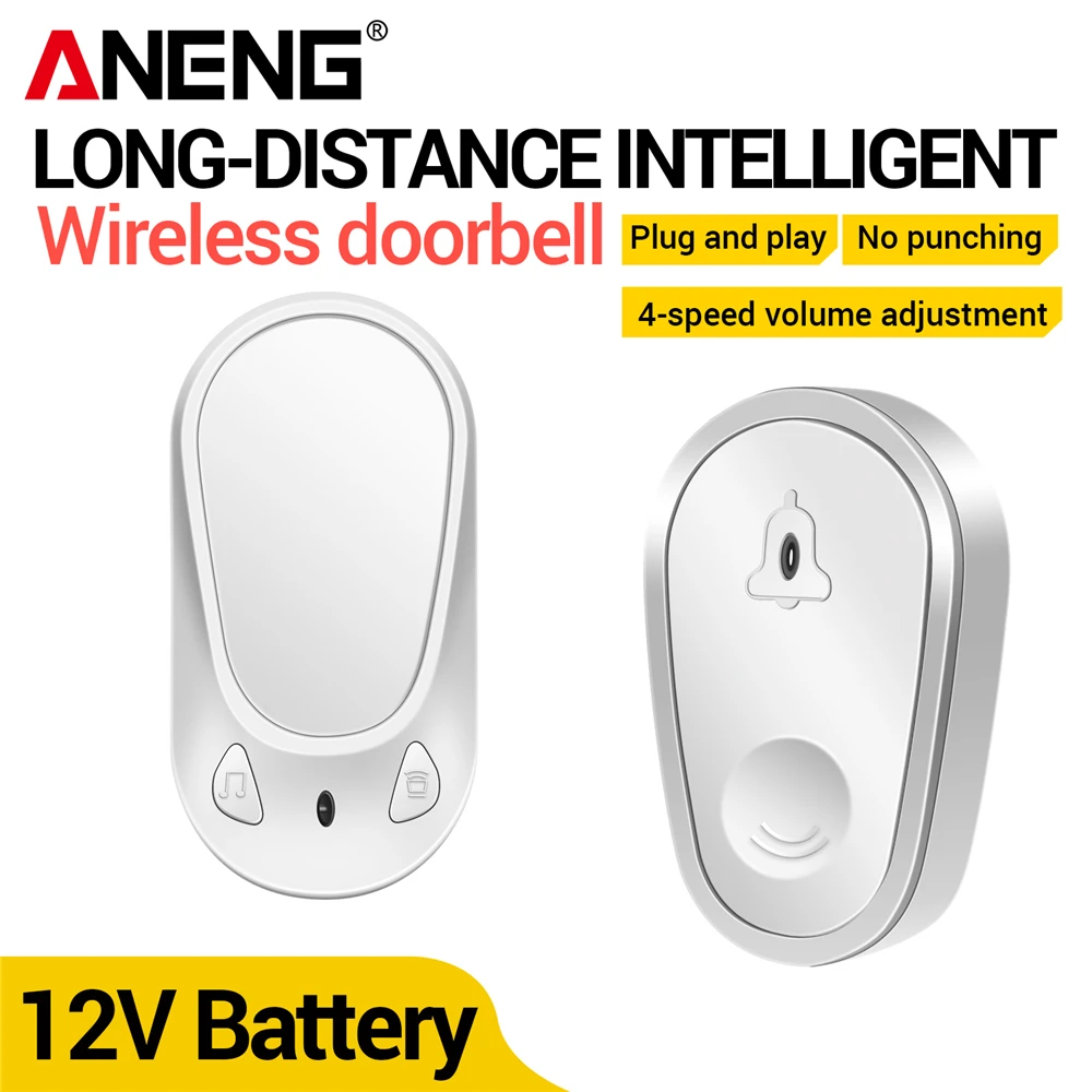 ANENG Smart Home Doorbell Wireless Security Doorbell US Plug 25 Songs 4 Volume Adjustable Chime Security Alarm Call Door Receive