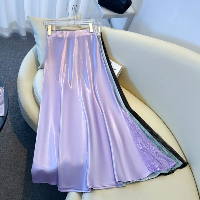 

New Chinese Style Lady's Refined Lace Splicing Slimming Color Retro Trendy Half Skirt Fashionable Ladies' Clothing