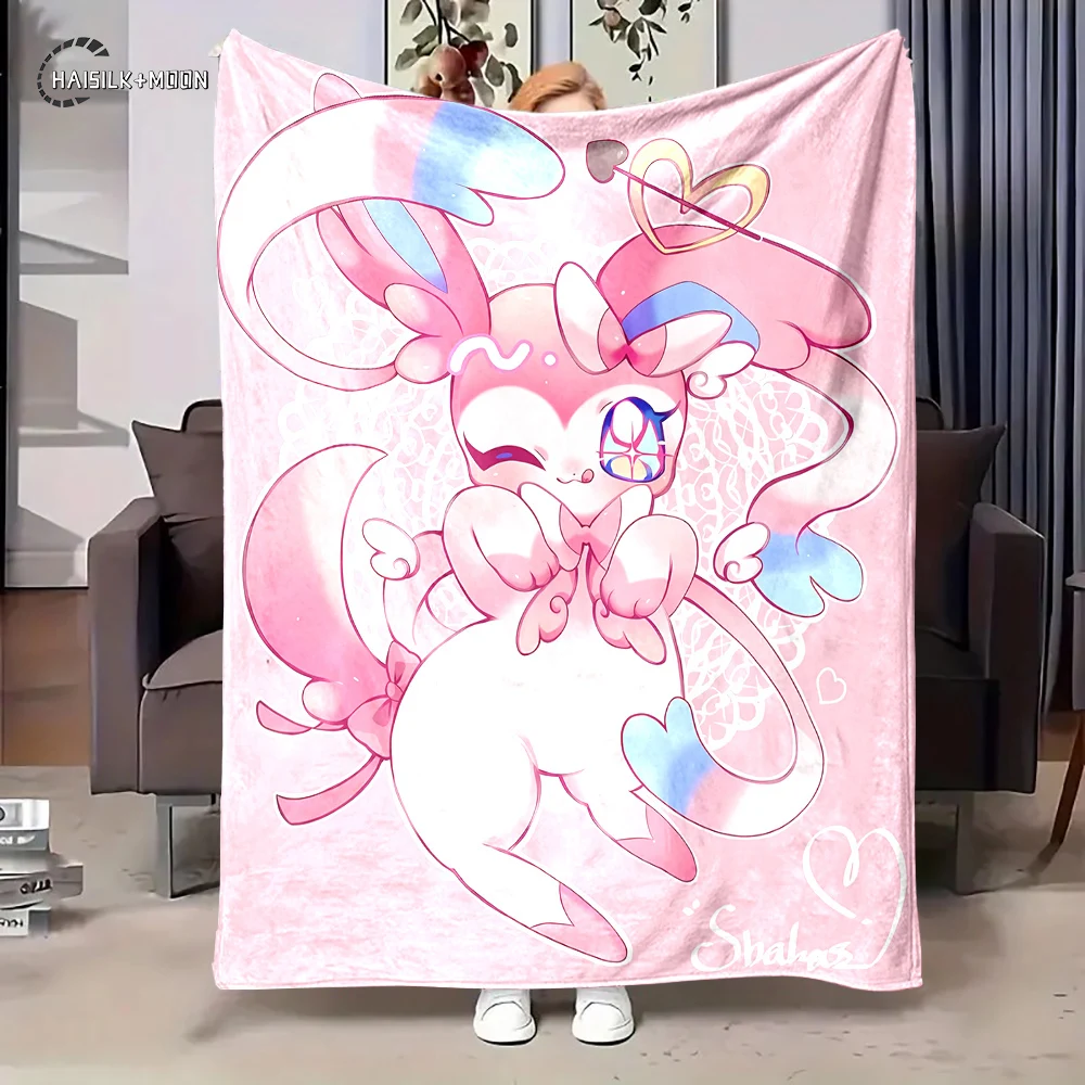 Japanese Anime Pokemon Eevee Sylveon Printing Blanket Adult Children Warm Blankets Home Travel Soft and Comfortable Blanket