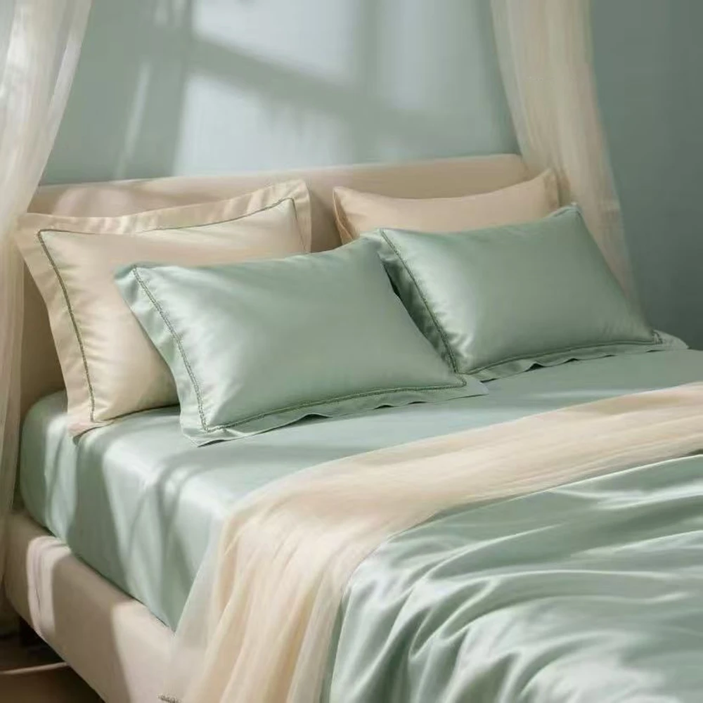 2Pcs 100% Eucalyptus Lyocell Fibre Pillowcase Silky Wide Edge Decorative Pillow Case Solid Color Summer Cooling Pillow Cover