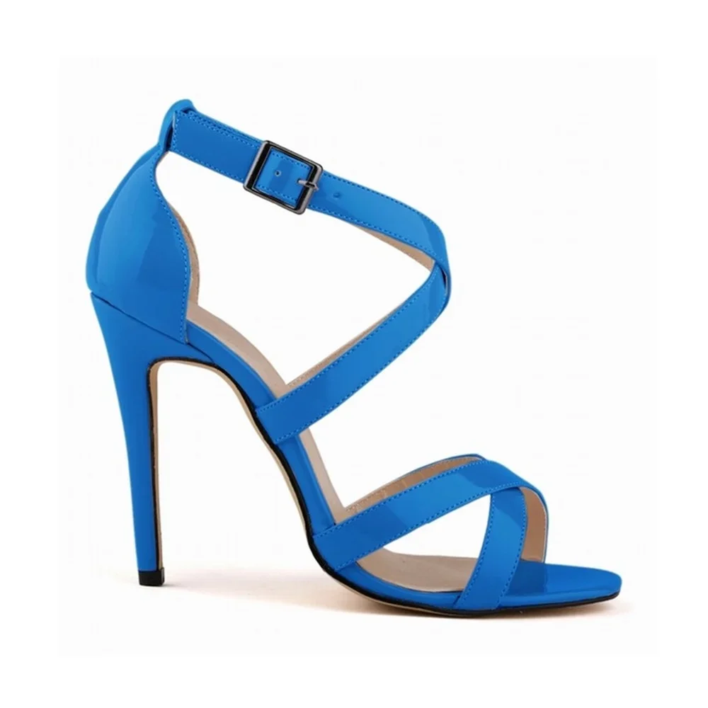 النساء الصنادل مثير مضخات الكاحل حزام عالية الكعب موضة رقيقة كعب فستان الصيف عبر حزام الخناجر أحذية الزفاف الحمراء