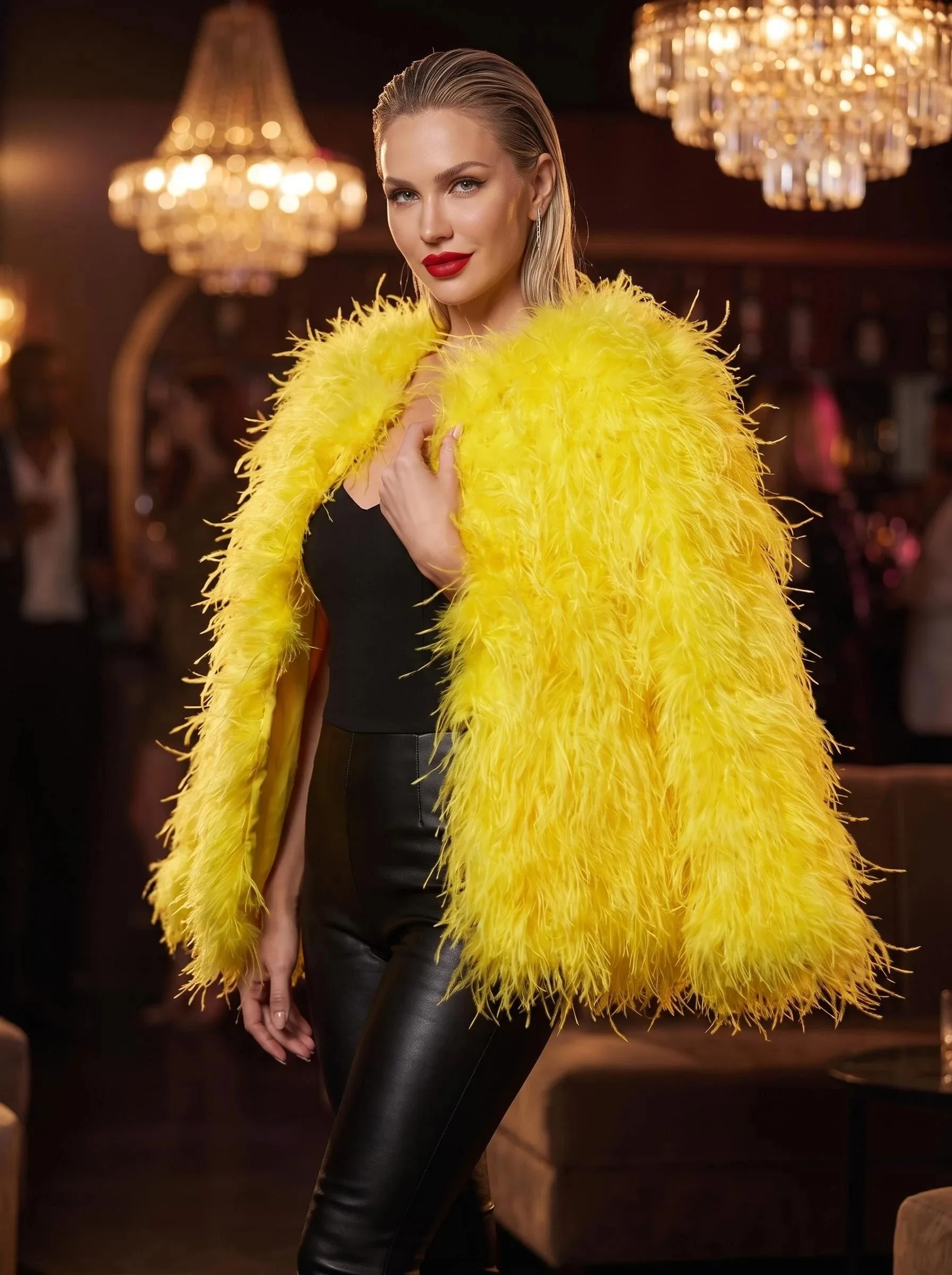 Real ostrich feather 70cm long coat real fur coat casual long sleeve imported fur ostrich feather jacket women's warm coat