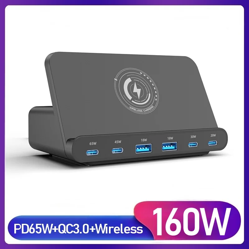 160W Uniwersalna szybka ładowarka USB Gan PD 65W QC3.0 Bezprzewodowa ładowarka do MacBook Notebook Iphone 15 14 13 Samsung
