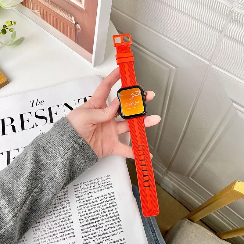 S10 Thread Silicone Strap For Apple Watch Band38/40/41/42/44/45/46/49MMSports smart watch accessories bracelet iwatchS9Ultra2SE8