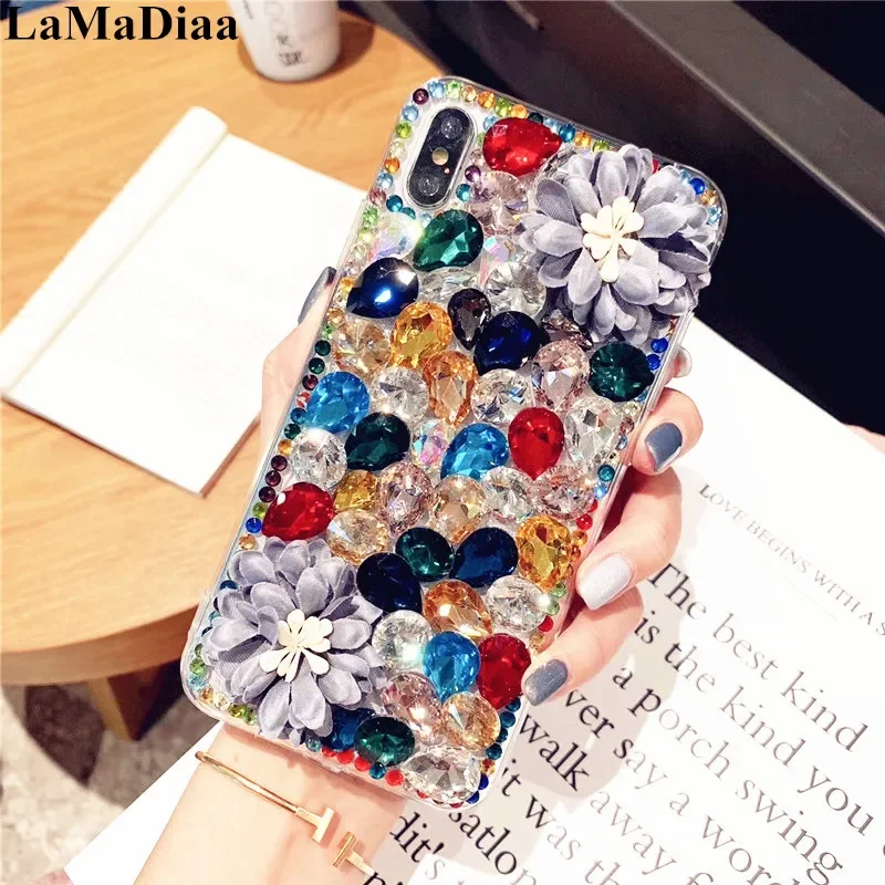 

Luxury Bling Crystal Diamond Flower Phone Case, Colorful Stone, for Xiaomi Redmi 9A 9C Note8 9Pro Note10S Note11Pro 12Pro