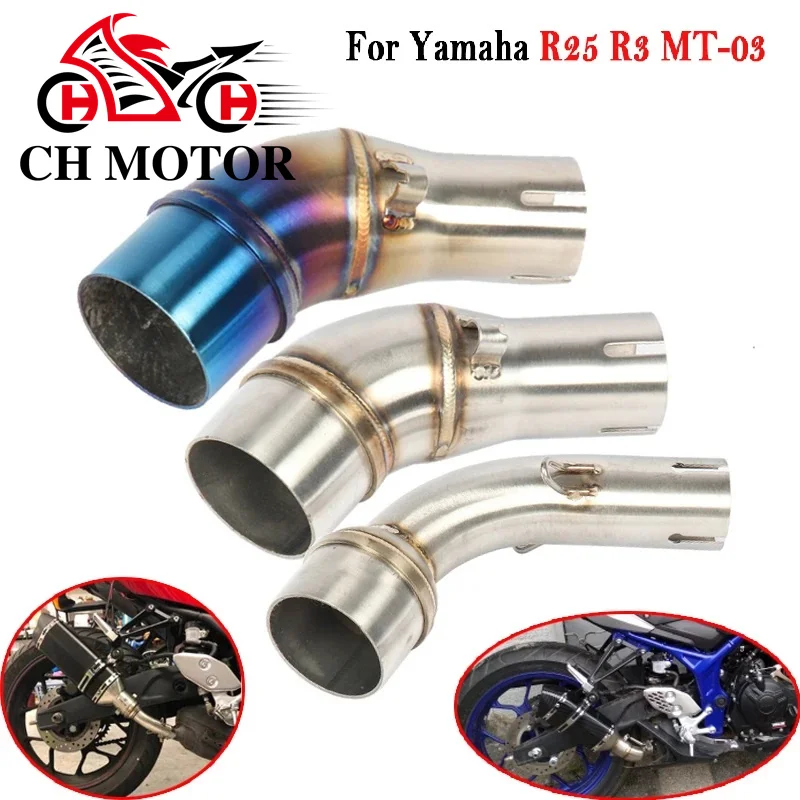 

Motorcycle Exhaust Muffler Middle Stainless steel Mid Link Pipe Universal 51mm For Yamaha R3 R25