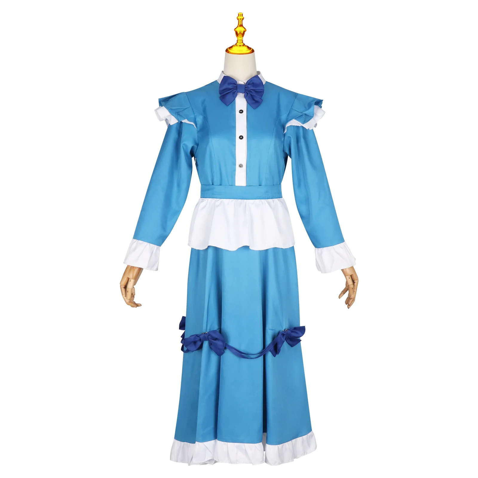 Disfraz de Cosplay de Poppy 2026, Vestido de Cosplay de Poppy para Niña de Pelo Rojo, Vestido de Sirvienta Azul, Vestido Lolita para Fiesta de Halloween para Mujer