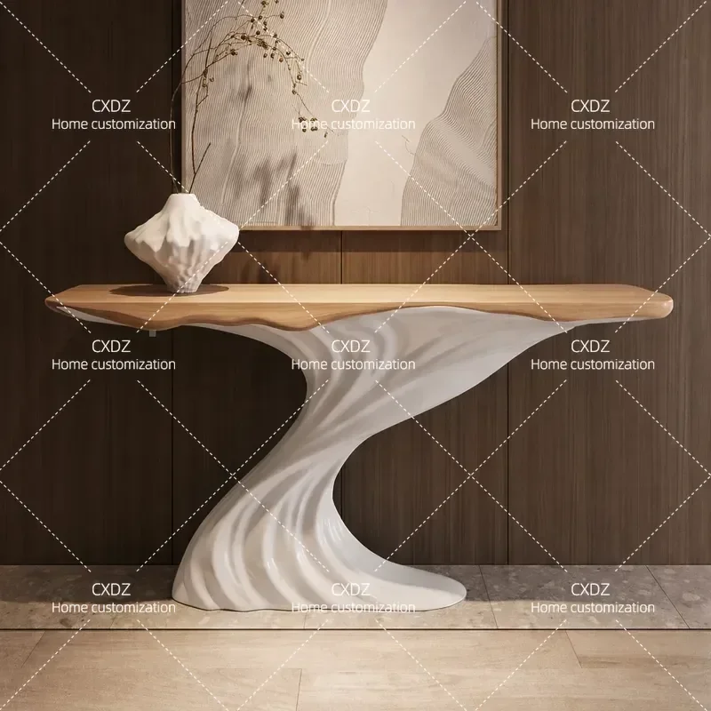 Luxury Large Flat Floor Entrance Table for Villa Advanced Sense Art Design Light Luxury Entryway Console Table Modern Home