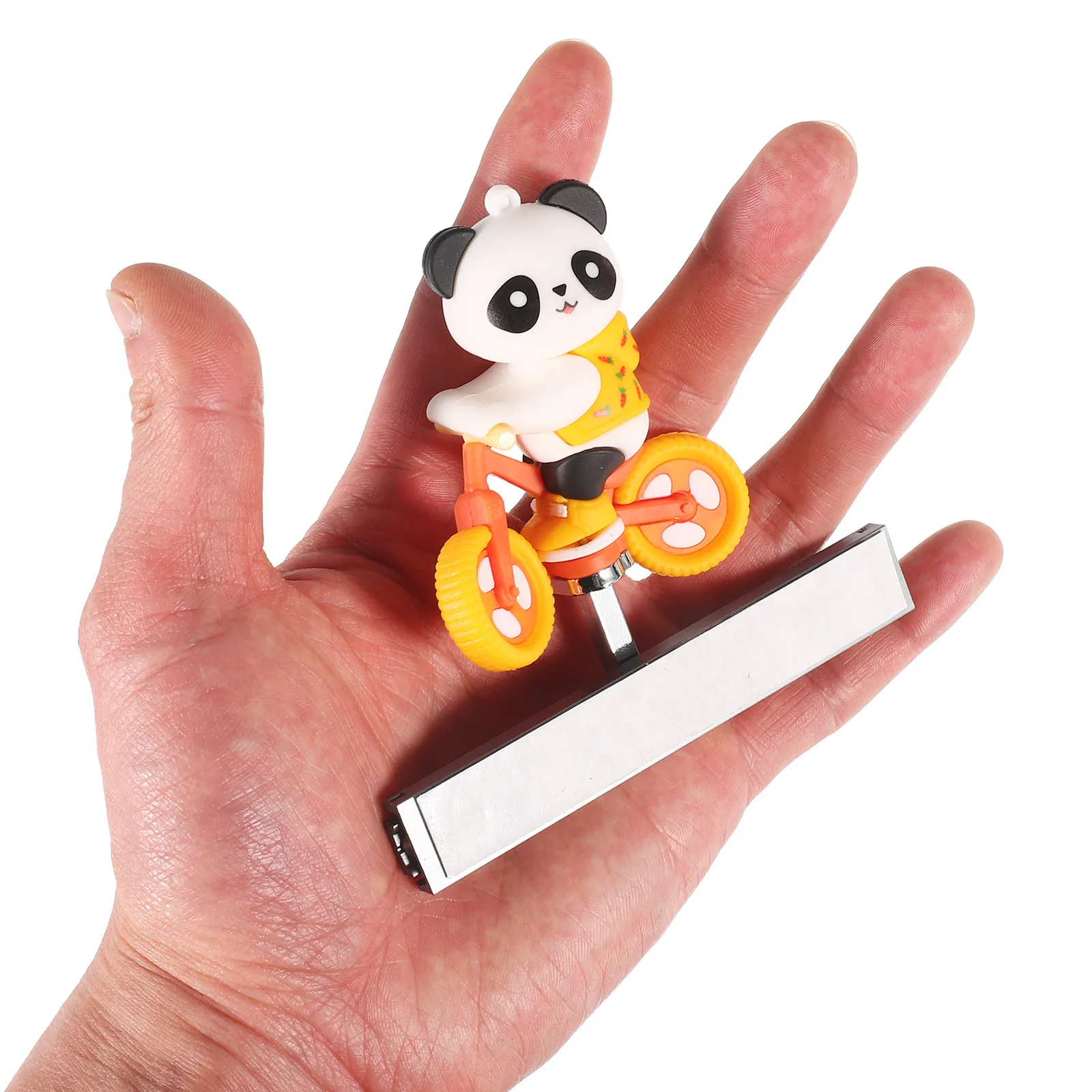 Panda on Bike Car Dashboard Decoration Cute Cartoon Ornament Dynamic Movement Easy to Install Car Accessories Interior for Women