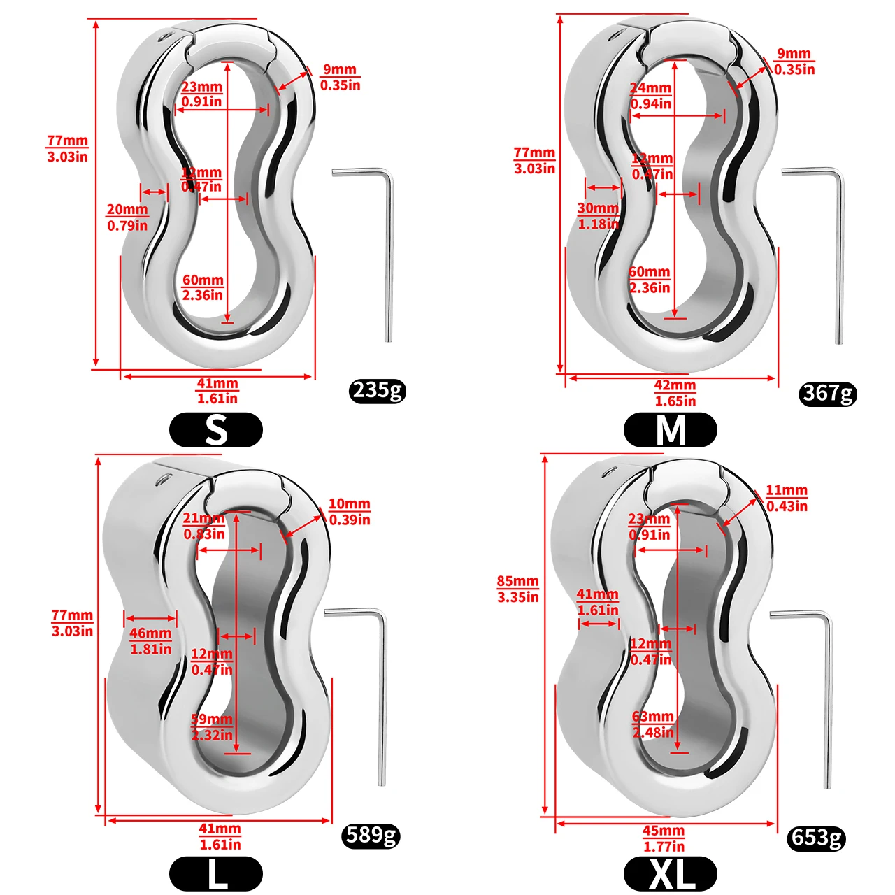 NEW Heavy Metal Testicle Drop Semen Lock Ring Scrotum Stretcher Weight Ring Delay Ejaculation Penis Exerciser Rings For Men 3