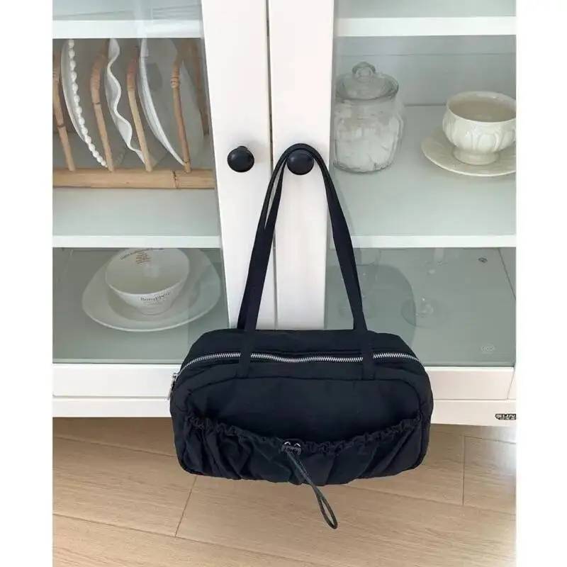 Bloom Haruku Green Shoulder Bags Women Retro Nylon Pocket Chic Casual Handbag Female Vintage Portable Underarm Bag Purse