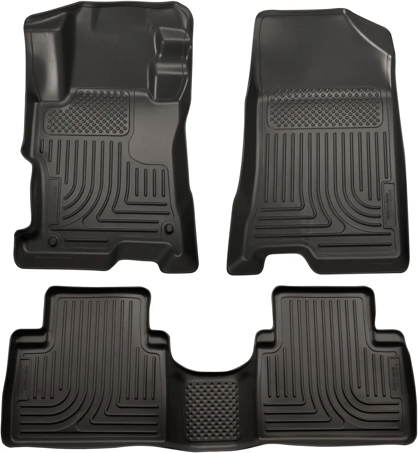 

Custom Fit Floor Mats for 2011-2015 Hyundai Sonata, Front & 2nd Row, Black - All-Weather Protection