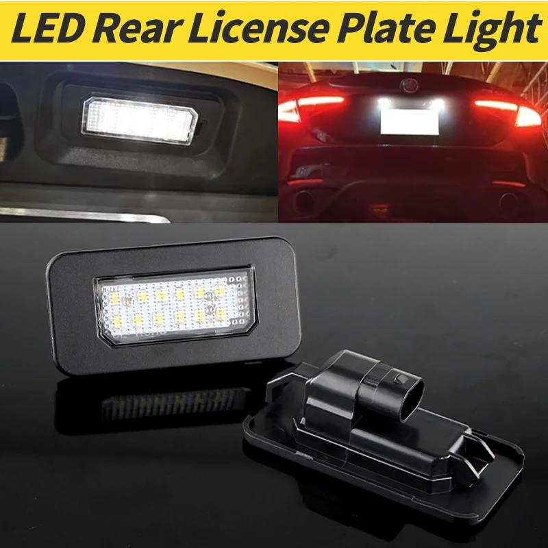 2PCS No Error LED License Plate Light For Alfa Romeo Giulia 2016-2022 Number Lamp For Alfa Romeo Stelvio 2017-2022 OEM# 50550396