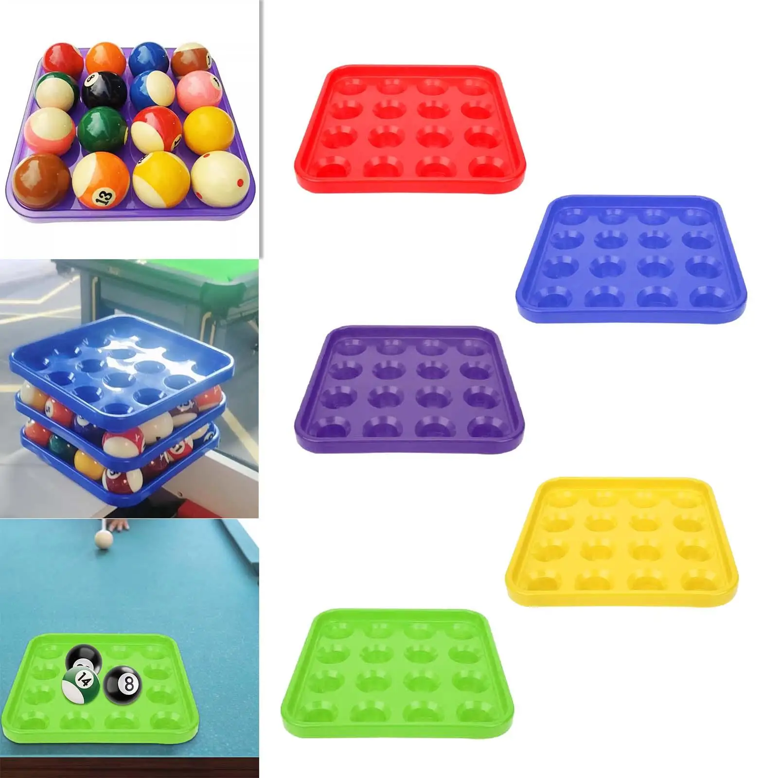 Billiard Ball Holder Tray Pool Accessory, 16 Holes Case, Snooker Pool Halls Game Room Portable Anti Drop Pool Ball Tray