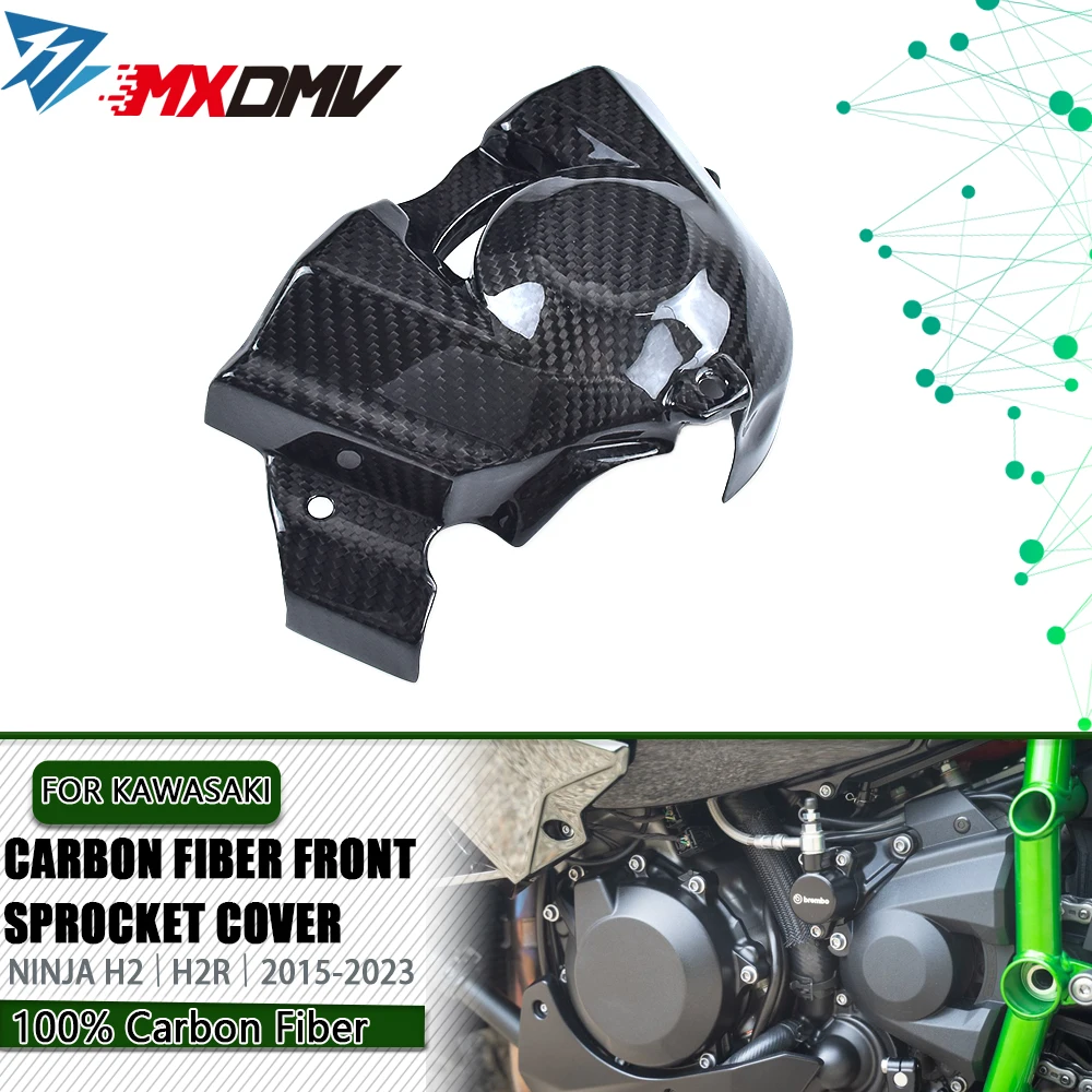 

For KAWASAKI Ninja H2 H2R SX SE 15-23 Carbon Fiber Left Side Sprocket Cover Chain Case Guard Protector Fairing