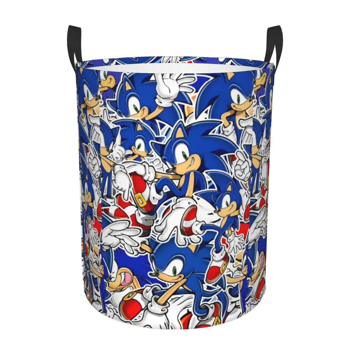 Custom S-Soniced Anime Laundry Basket Collapsible Hedgehogs Video Game Clothing Hamper Toys Organizer Storage Bins