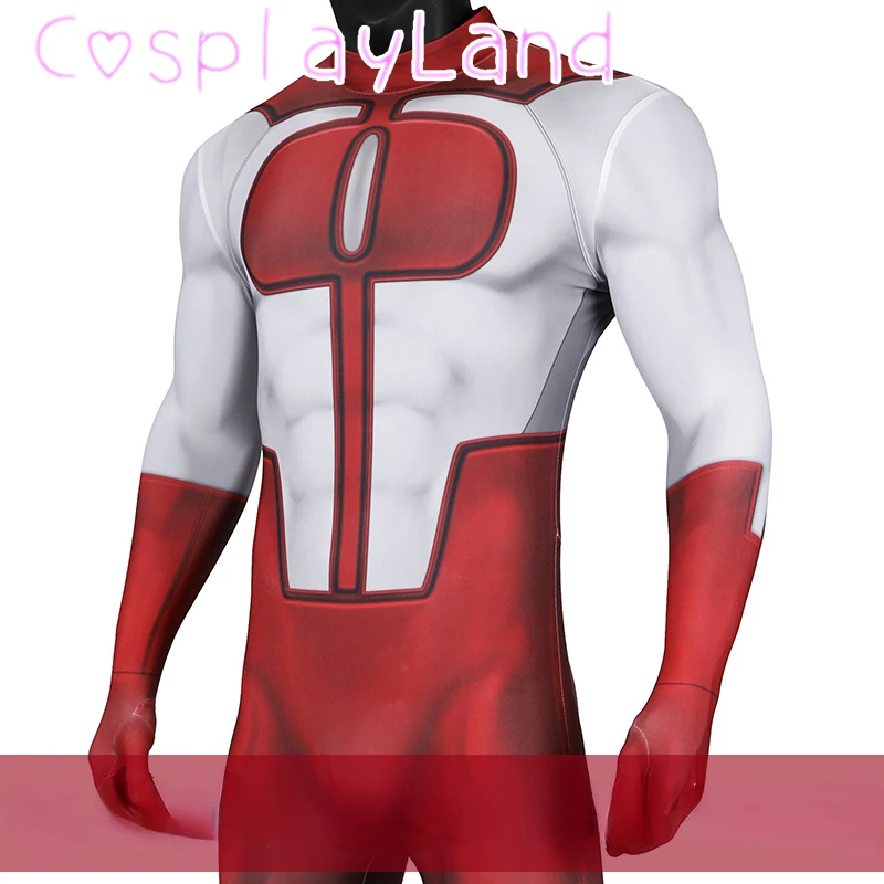 Traje de Cosplay para hombre, mono Con capa roja, estampado 3D, Kombat Zentai, Halloween, Carnaval, cómic