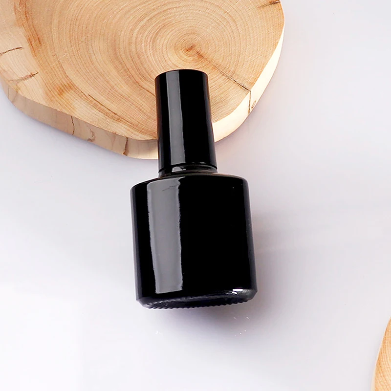 ขวดแก้วใส่น้ำยาทาเล็บขนาด 7 มล. สีดำ พกพาสะดวก สำหรับใส่เจลยูวีป้องกัน  แบบเติมได้ รูปทรงสี่เหลี่ยม สำหรับเครื่องสำอาง