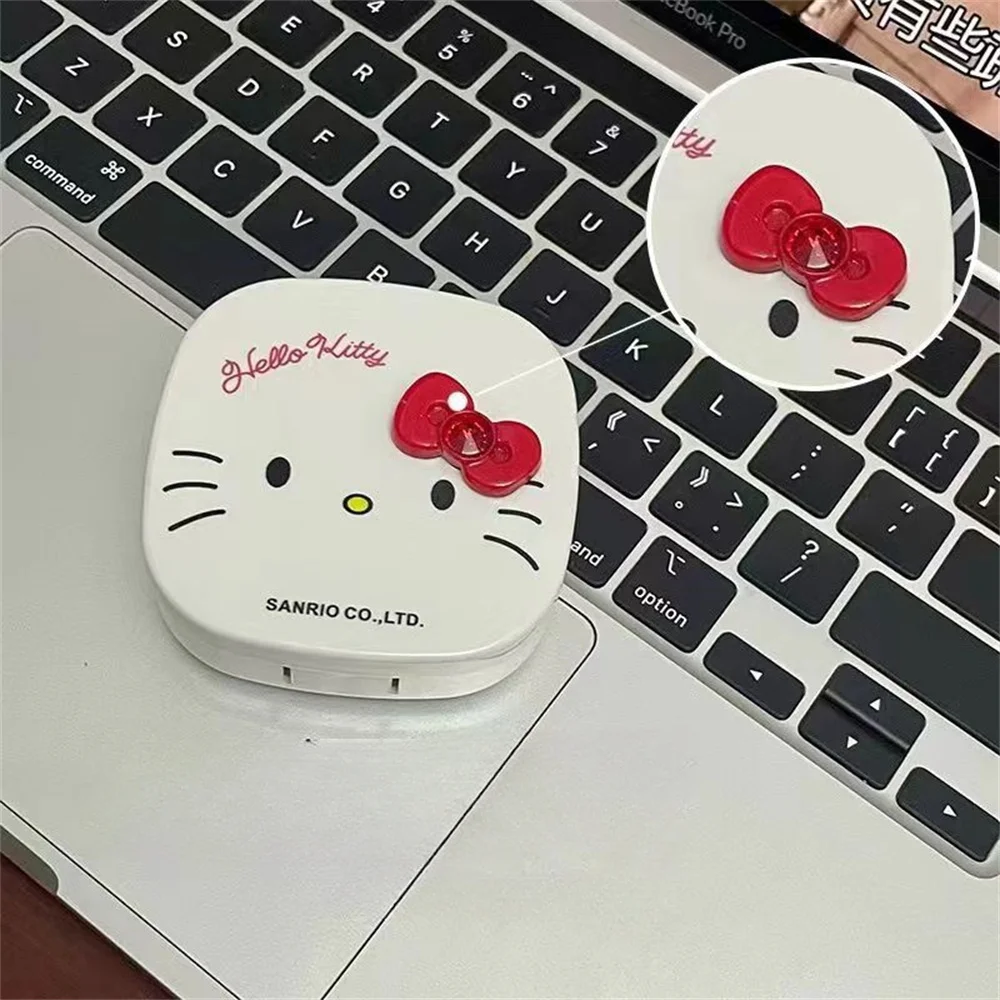 Sanrio Hello Kitty kontakt futerał na okulary rysunkowy kotek kot lustro przenośne pojemnik na soczewki kontaktowe woreczki podróżne pojemnik na