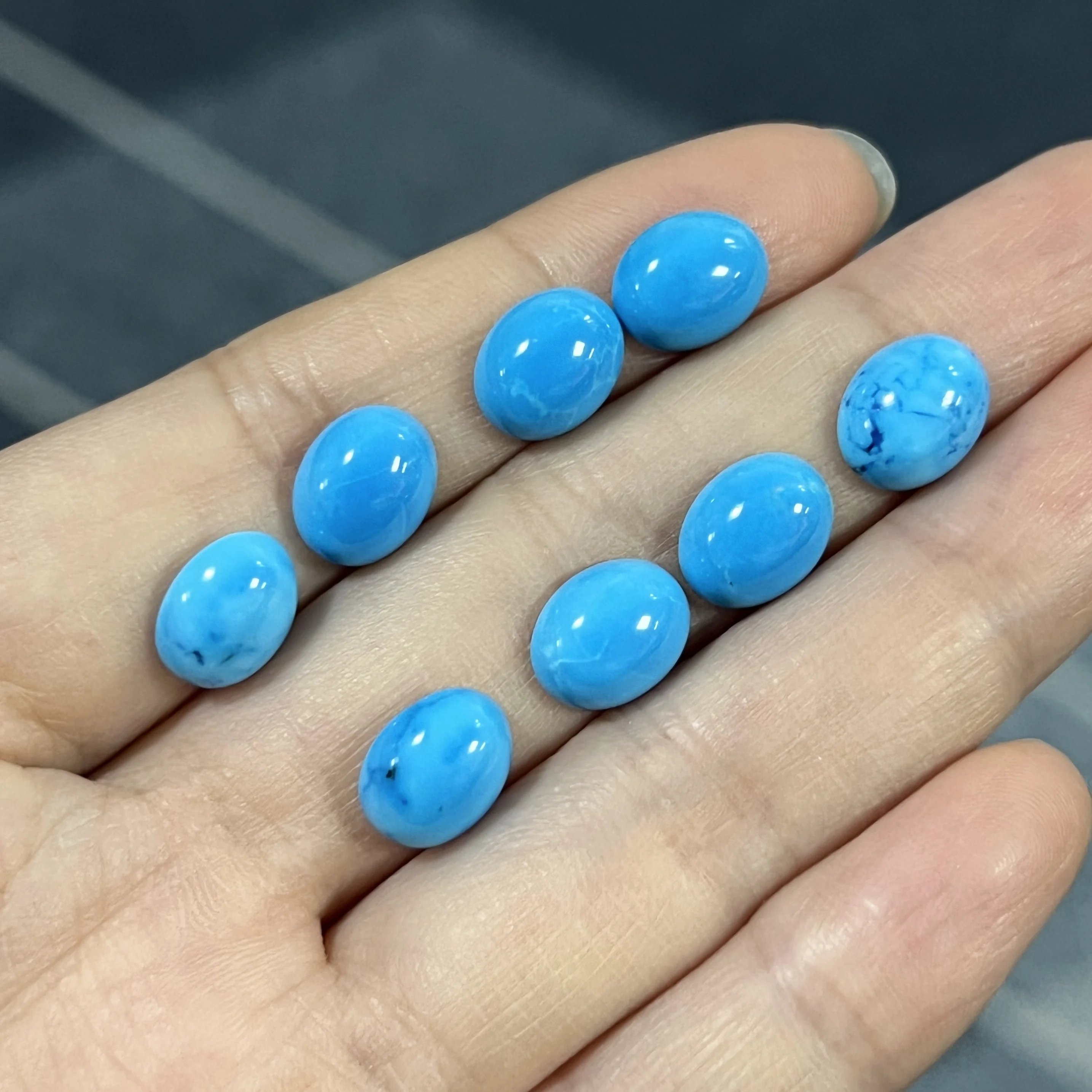 

Natural 8x10mm Blue Turquoise Oval Flatback Cabochon Original Stones