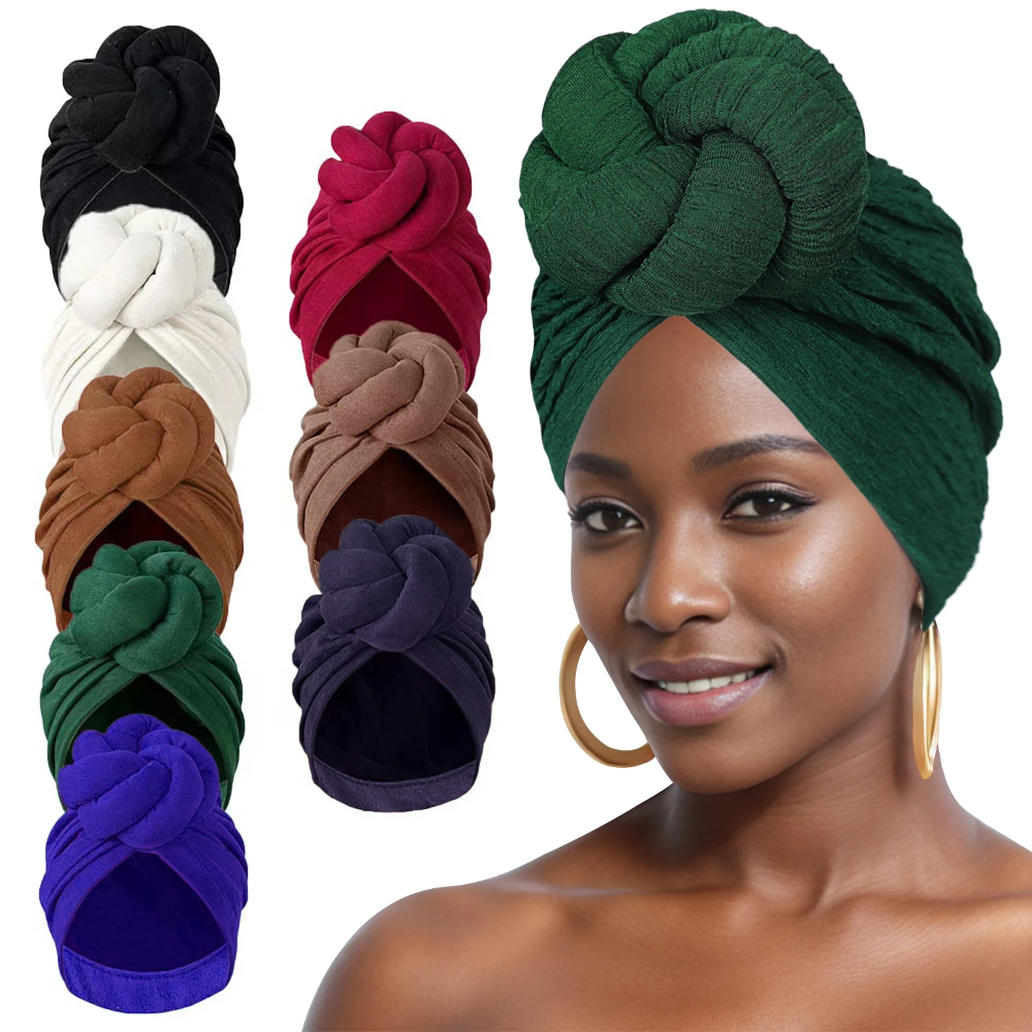 Women\'s Fashion Turbans New Bubble Cloth Large Plate Flower Elastic Leisure Comfortable and Breathable Daily Hat Headband Hat