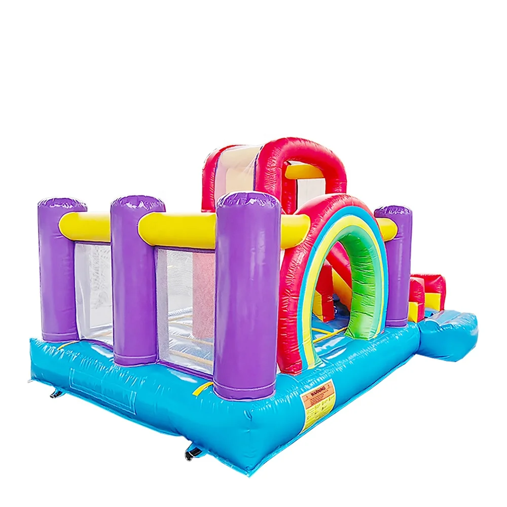 

New Design Colorful Inflatable Bouncer Toys Slide Inflatable Rainbow Bouncy house with slide for kids outdoor activities parties