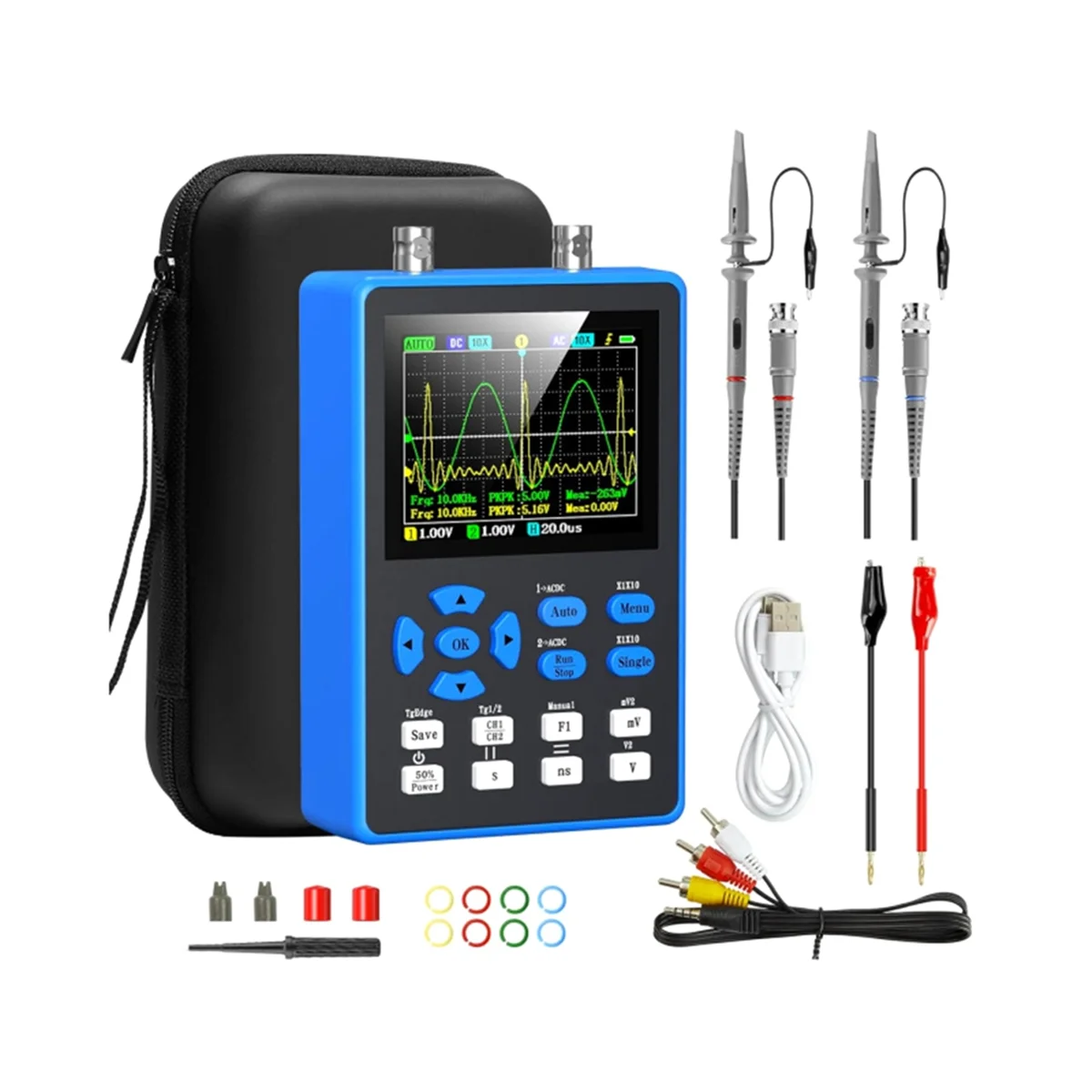 A76K DSO2512G Digital Oscilloscope with 2 Channels 120Mhz Bandwidth Signal Generator 500MSa/S Sampling Rate, 2.8 Inch Display