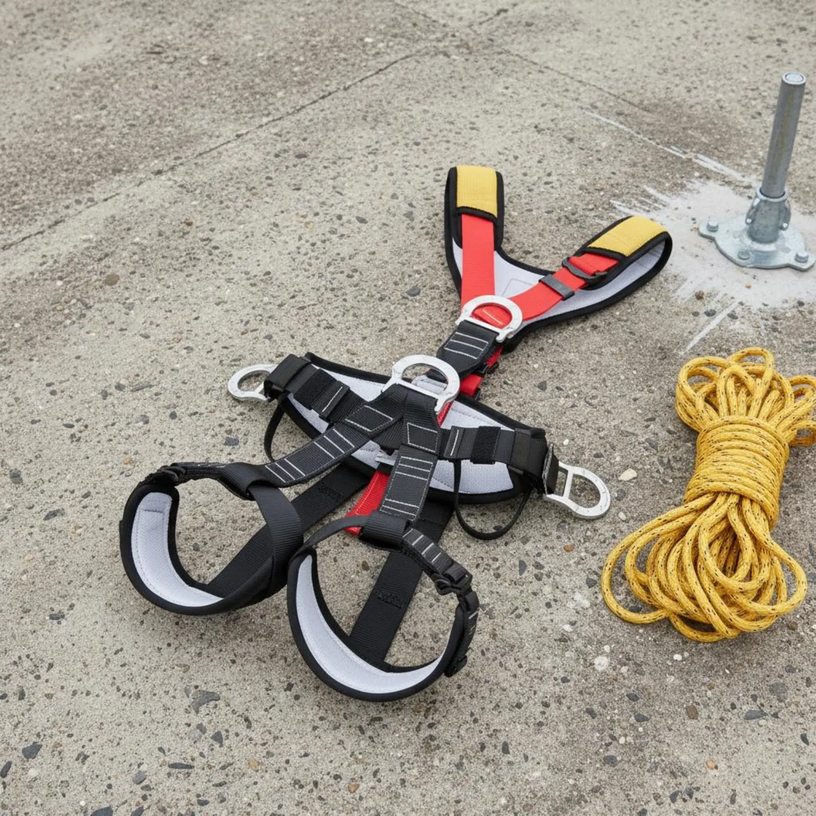 5 Point Harness Wear-Resistant Full Body Safety Harness D-Rings Adjustable Straps for Professionals, Construction, Caving