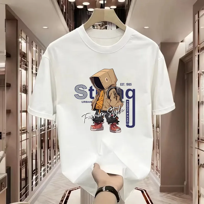 

Summer 100% cotton short-sleeved T-shirt for men in large size, round neck,versatile and trendy for children,casual short sleeve