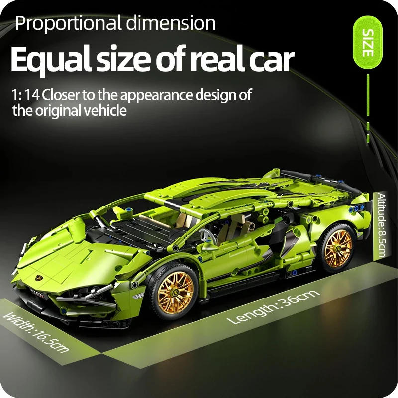 

Technical Racing Sport Car 1280PCS Model Building Blocks City Mechanical Speed Vehicle Supercar Brick Puzzle Toys Kid Adult Gift