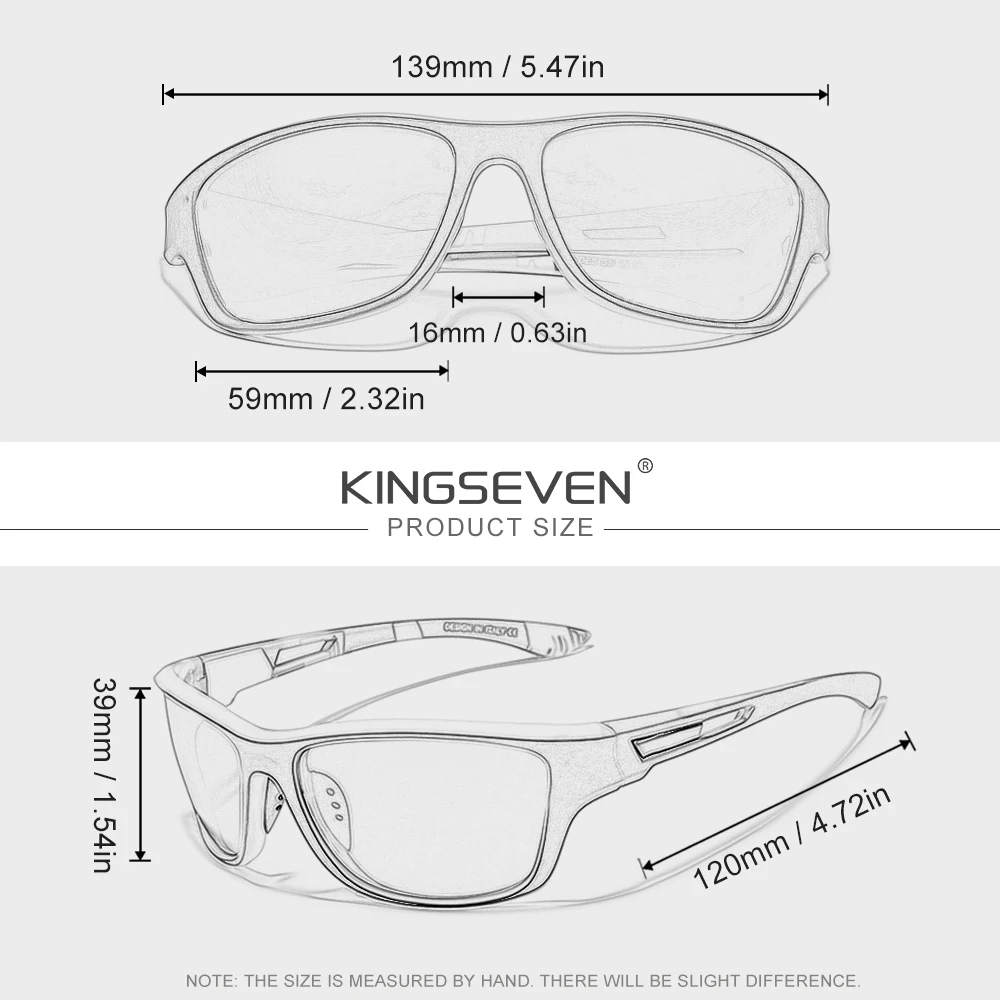نظارات شمسية عصرية للرجال والنساء من KINGSEVEN لركوب الدراجات في الهواء الطلق والقيادة موضة مستقطبة UV400 بإطار مستطيل مضاد للوهج