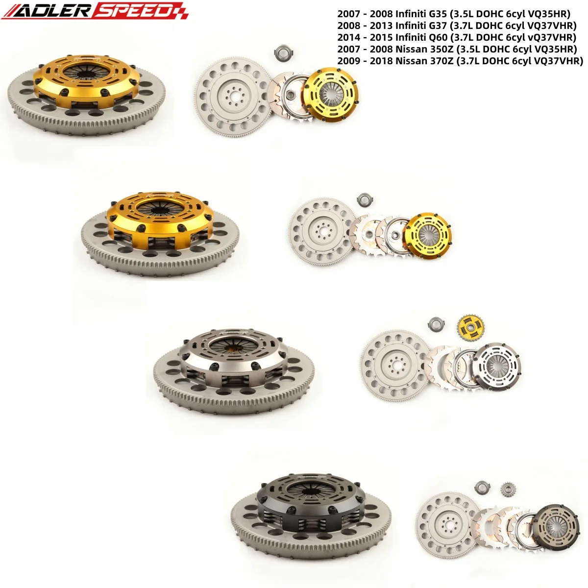

ADLERSPEED Racing Single/Twin Disc/Sprung Twin Disc/Triple Disc KIT для Nissan 350Z 370Z Infiniti G35 G37 Q60 VQ35HR/VQ37VHR