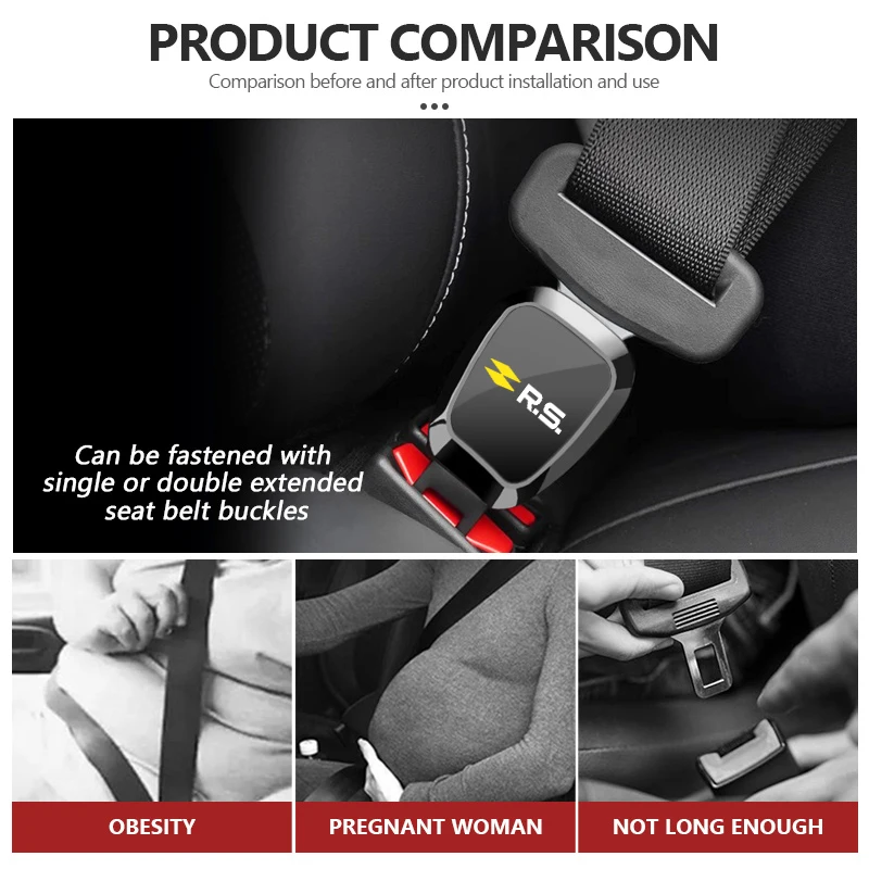 For Renault Car Badge Safety Belt Extension Buckle Plug Seatbelt Clip Adjustable Extender Clio Koleos Megane Espace Dacia RS view 3