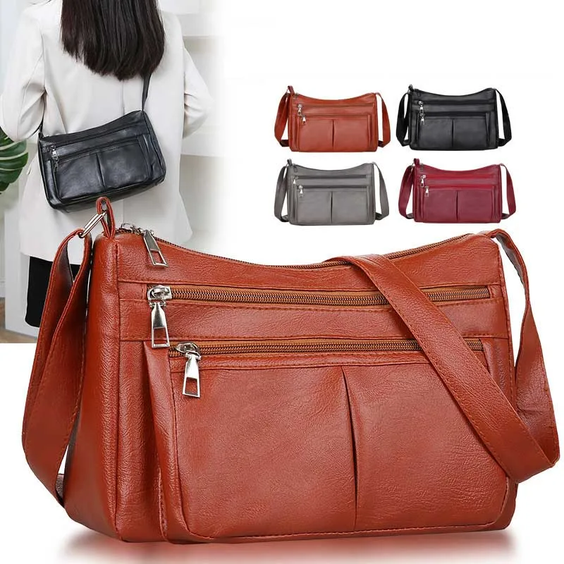 Bolso de mujer, bolsos coreanos de tendencia, bolsos de hombro de marca de lujo de diseñador para mujer, bolso cruzado versátil de moda de cuero suave