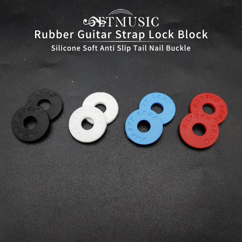 2pcs Electric Bass Guitar Strap Blocks Silicone Soft Anti Slip Tail Nail Buckle Rubber Guitar Strap Lock Guitar Accessories