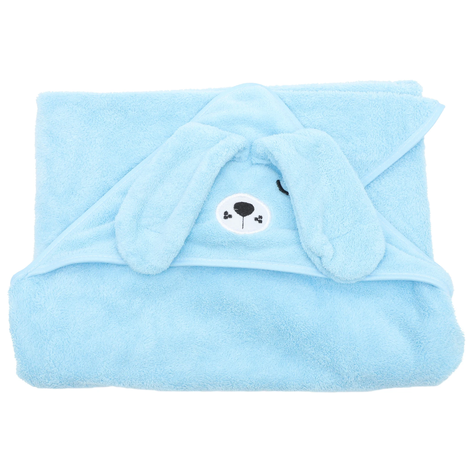 

1pc Coral Fleece Bath Towel Hooded Kids Wrap Blanket Cartoon Design Quick Dry Soft Lightweight Machine Washable Newborn Gift For