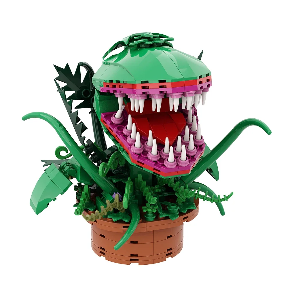 Moc vasos de plantas canibal flores bloco de construção montado horror shopes homem-comer vaso de flores jogo tijolo brinquedo presente do feriado