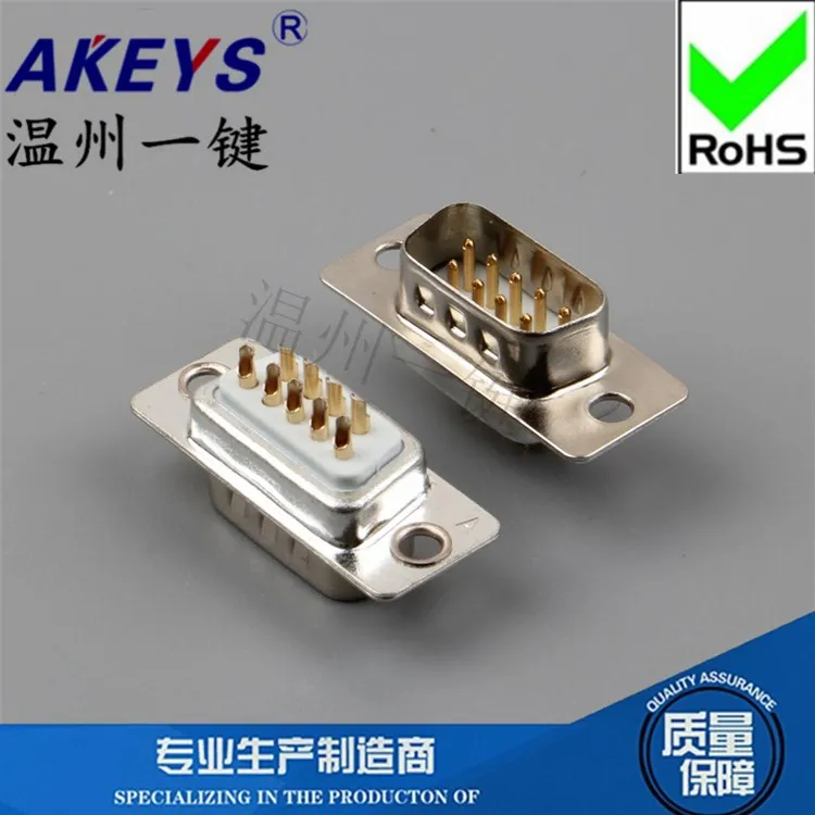 DB9 2 Row 9 Pin DB9 Connector RS232 485 Connector Serial Oral Plc White Glue Male Connector VGA Interface