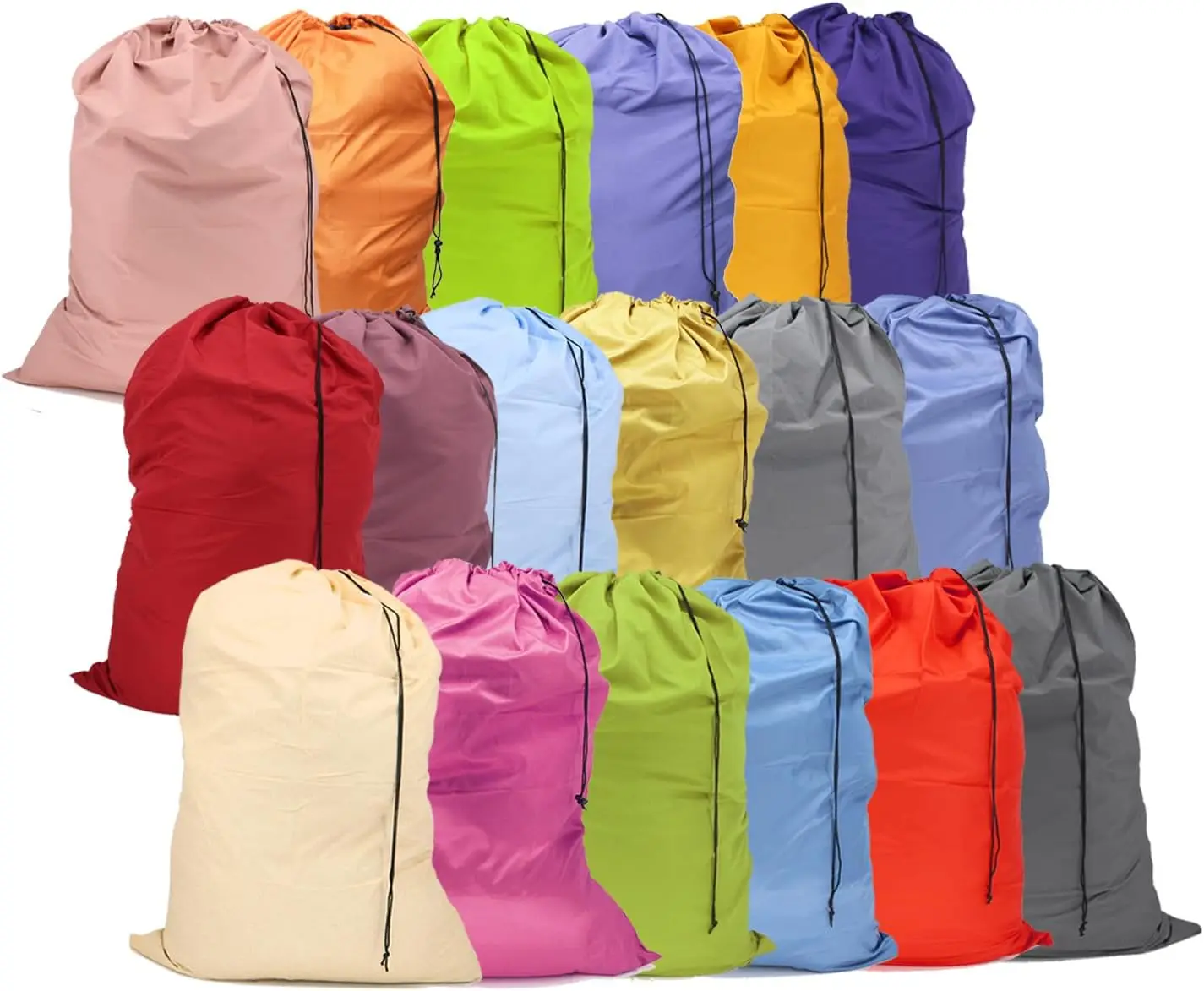 

18Pcs Large Laundry Bags, 30x40 Inches, Drawstring Closure, Mixed Colors for Travel and Dorm
